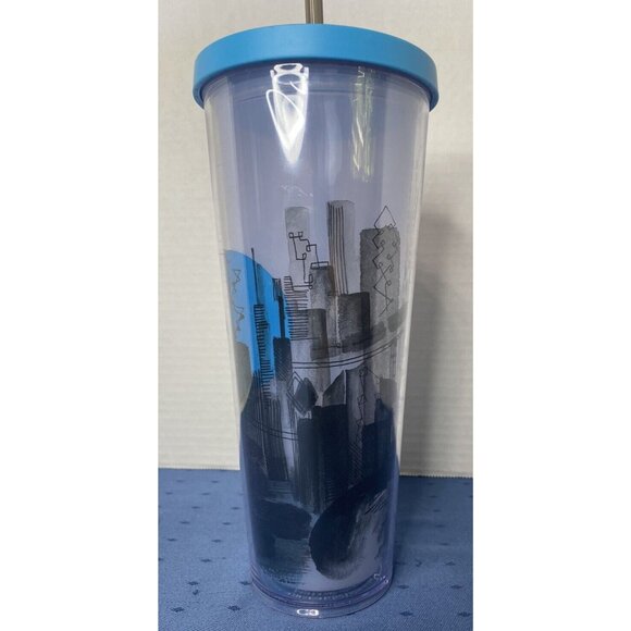 Starbucks 2014 Chicago Illinois Skyline Venti Cold Cup Tumbler Lid & Straw 24 oz - Picture 4 of 8